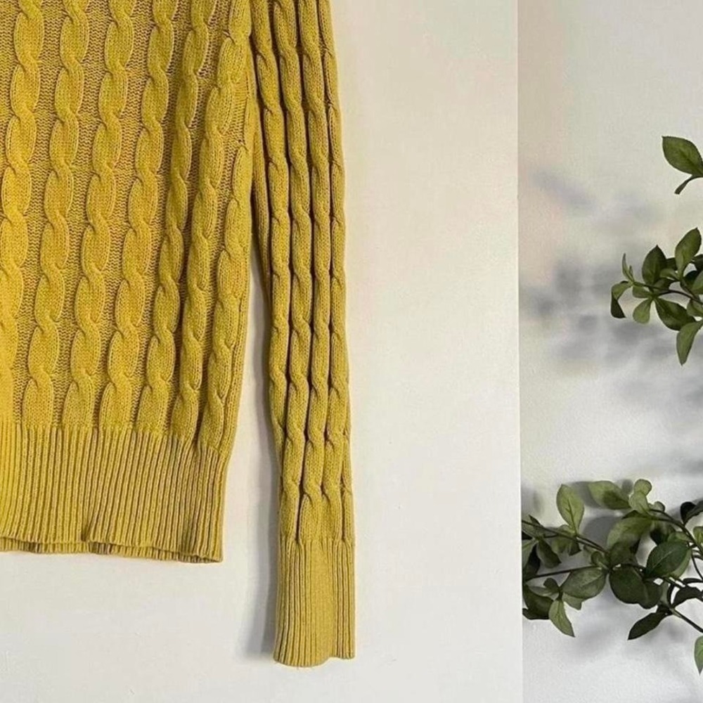 Vintage GAP Mustard Yellow Cable Knit Sweater - Picture 5 of 6